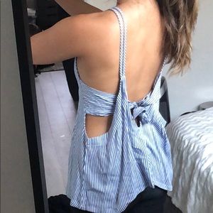Lulus striped spaghetti top with tie back